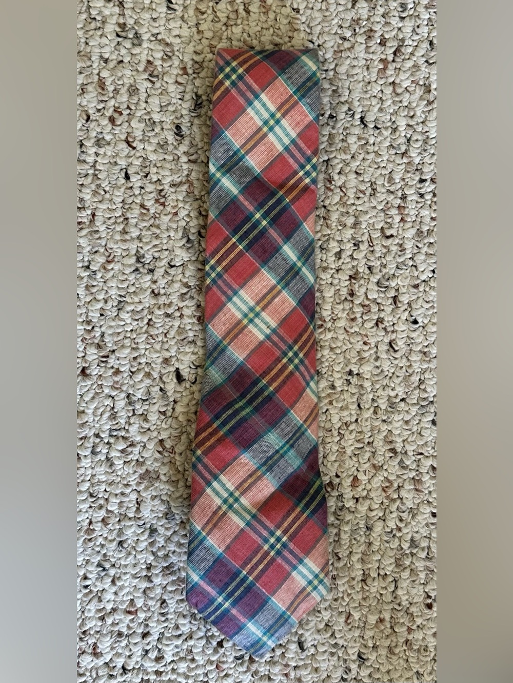 Rooster‎ Plaid Tie in Red, Blue & Green